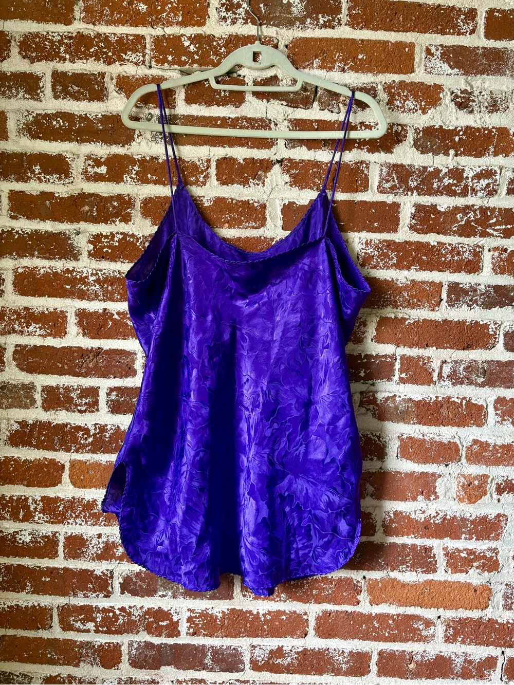 Vintage Royal Purple Floral Long Camisole / Short Slip Dress - Picture 4 of 6